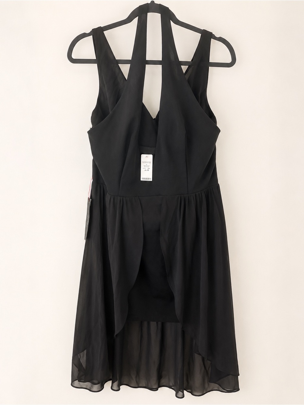 bebe Black Sleeveless V-Back Chiffon Mini Dress - Picture 2 of 5